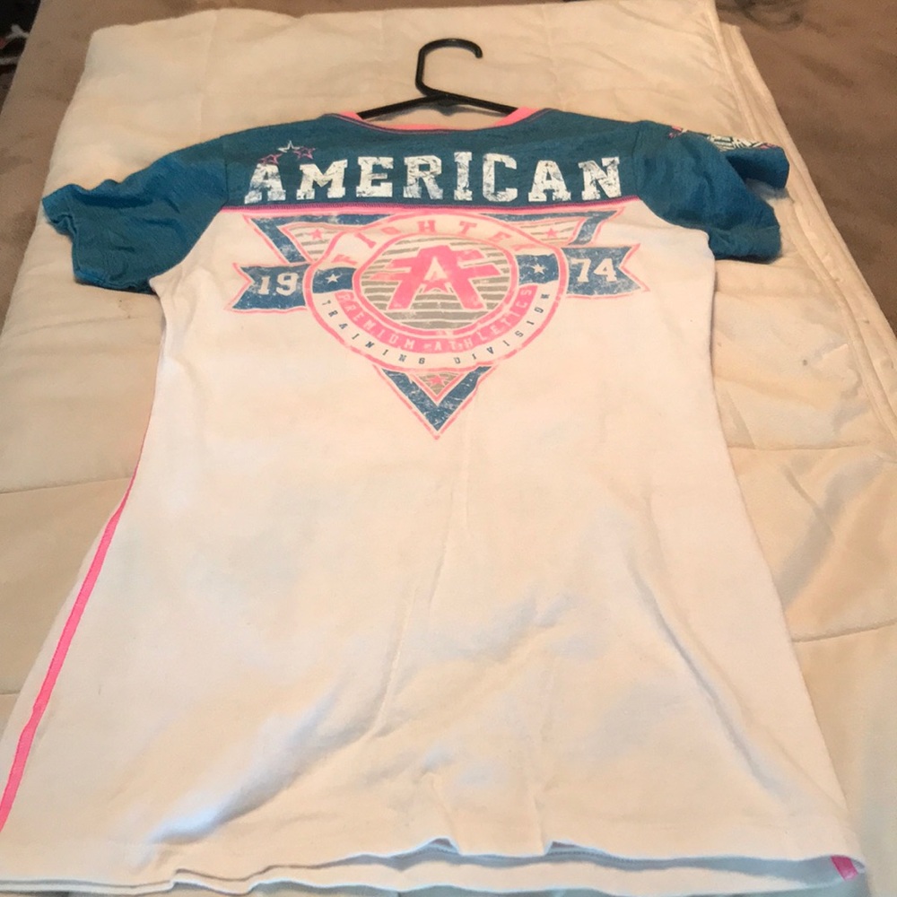 American fighter pink and blue Tee Shirt